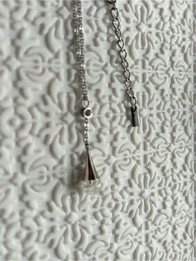 STEELX Delicate Silver Drop Pendant Necklace - Clear Stone
